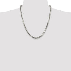 Sterling Silver Rhodium-plated 5.2mm Round Box Chain - 4