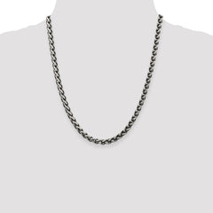 Sterling Silver Antiqued 6mm Round Spiga Chain - 4