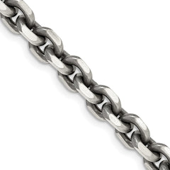 Sterling Silver Antiqued 7.0mm D/C Elongated Open Link Chain - 2