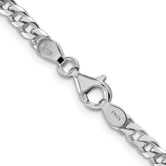 Sterling Silver Rhodium-plated Polished 3.5mm Curb Chain - 5