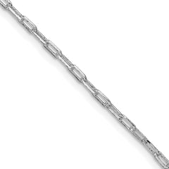 Sterling Silver Rhodium-plated 2mm Elongated Open Link Chain - 6