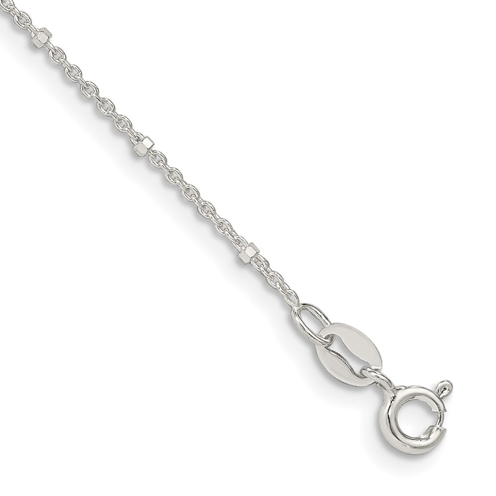 Sterling Silver 1.25mm Rolo with Beads Chain Anklet - 2