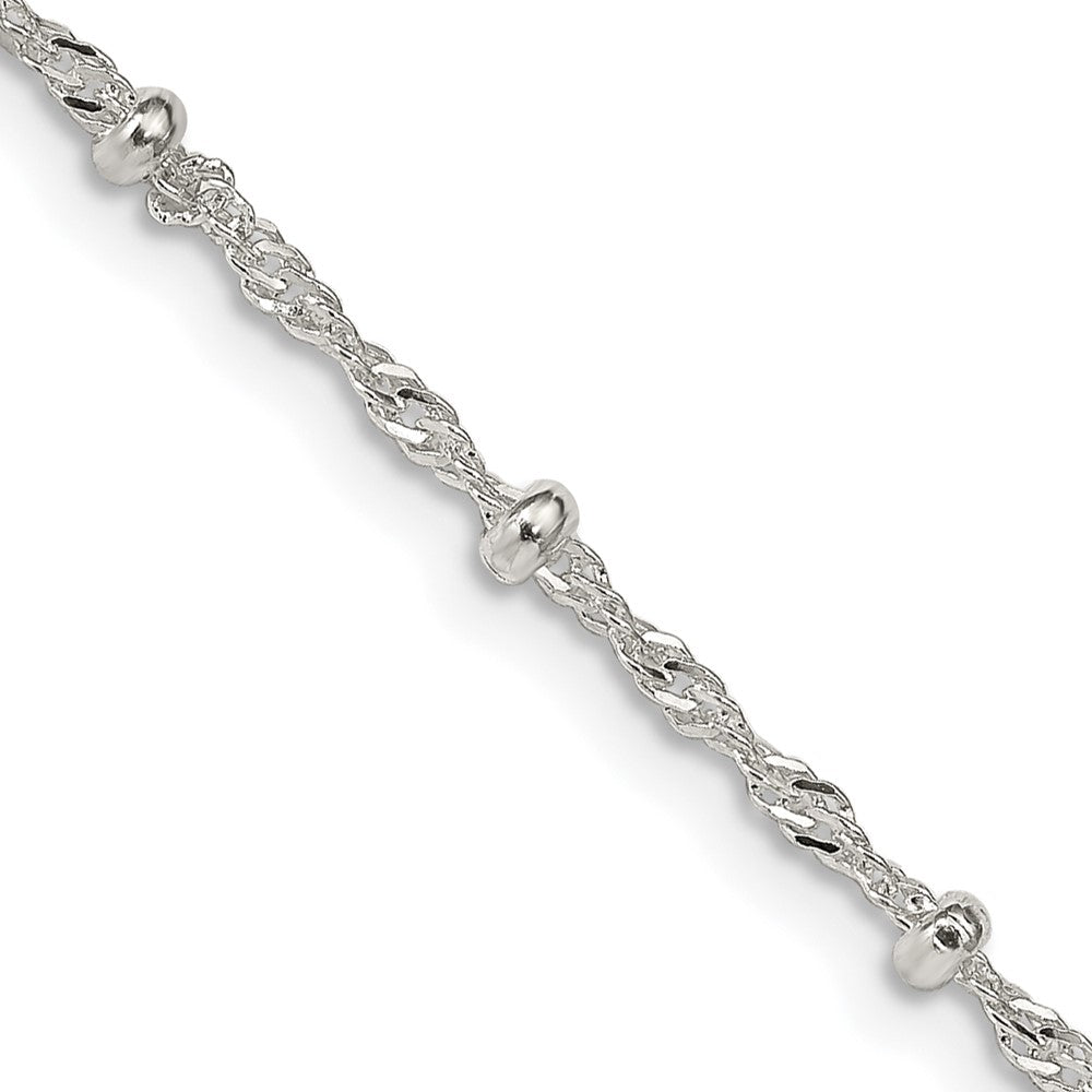 Sterling Silver 2.5mm Singapore w/ Beads Chain - 6