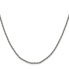 Sterling Silver Ruthenium-plated 1.7mm Twisted Tight Wheat Chain - 6