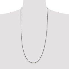 Sterling Silver Ruthenium-plated 1.7mm Twisted Tight Wheat Chain - 3