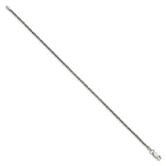 Sterling Silver Ruthenium-plated 1.7mm Twisted Tight Wheat Chain - 7