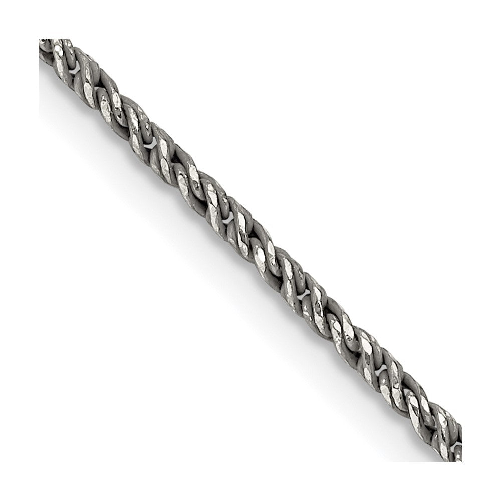 Sterling Silver Ruthenium-plated 1.7mm Twisted Tight Wheat Chain - 5