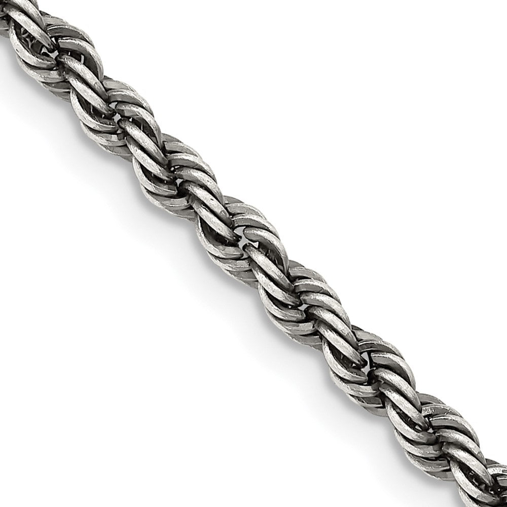 Sterling Silver Ruthenium-plated 3.4mm Rope Chain - 5