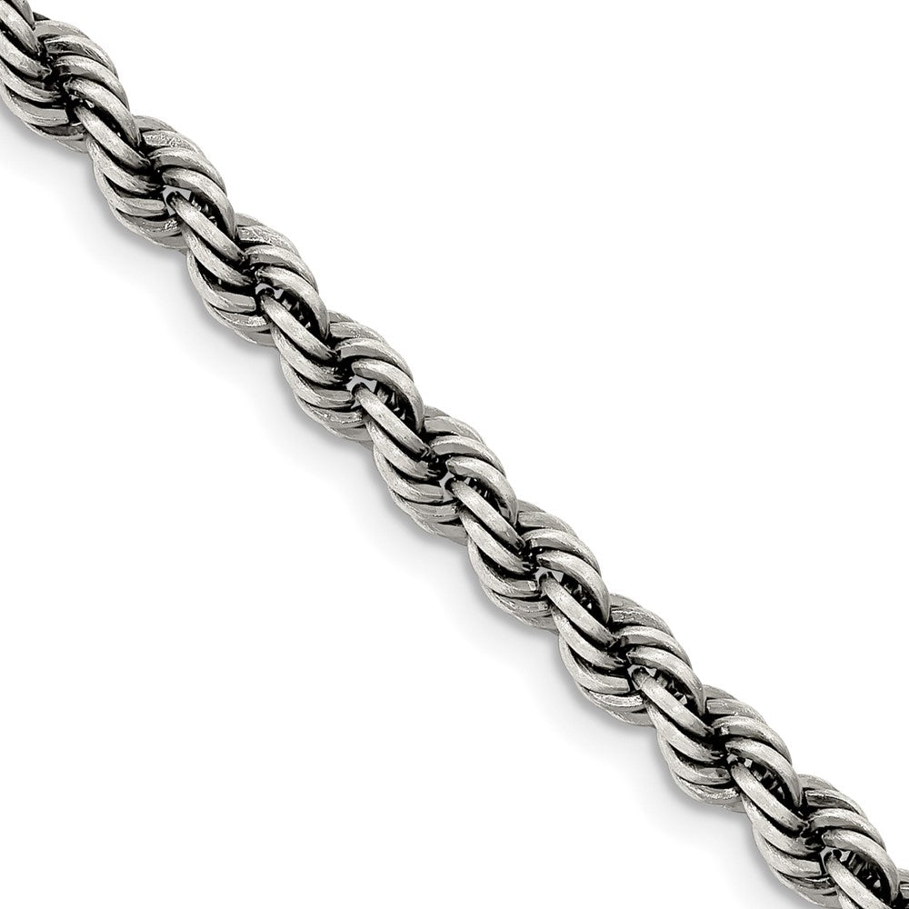 Sterling Silver Ruthenium-plated 4.5mm Rope Chain - 6