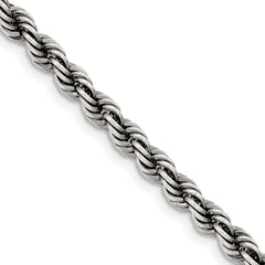 Sterling Silver Ruthenium-plated 4.5mm Rope Chain - 5