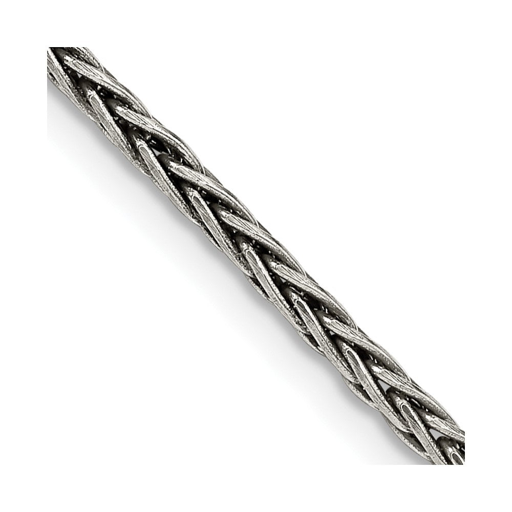 Sterling Silver Antiqued 2.2mm Solid Square Spiga Chain - 3