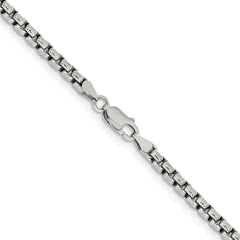 Sterling Silver Antiqued 3.6mm Round Box Chain - 6