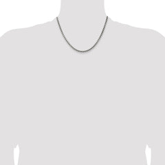 Sterling Silver Antiqued 3.6mm Round Box Chain - 6