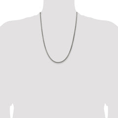 Sterling Silver Antiqued 3.6mm Round Box Chain - 7
