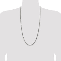 Sterling Silver Antiqued 3.6mm Round Box Chain - 5