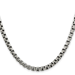 Sterling Silver Antiqued 5.2mm Round Box Chain - 6