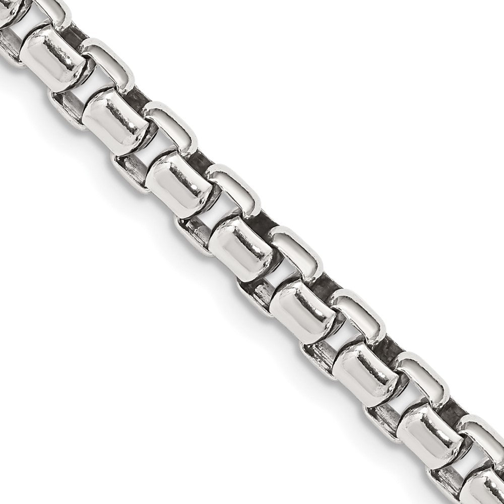 Sterling Silver Antiqued 5.2mm Round Box Chain - 5