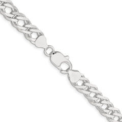 Sterling Silver 7.75mm 6 Side D/C Flat Double Curb Chain - 5