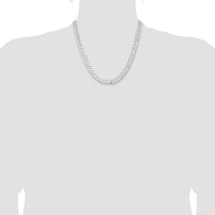 Sterling Silver 7.75mm 6 Side D/C Flat Double Curb Chain