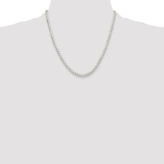 Sterling Silver Rhodium-plated Polished 4mm Round Box Chain - 5