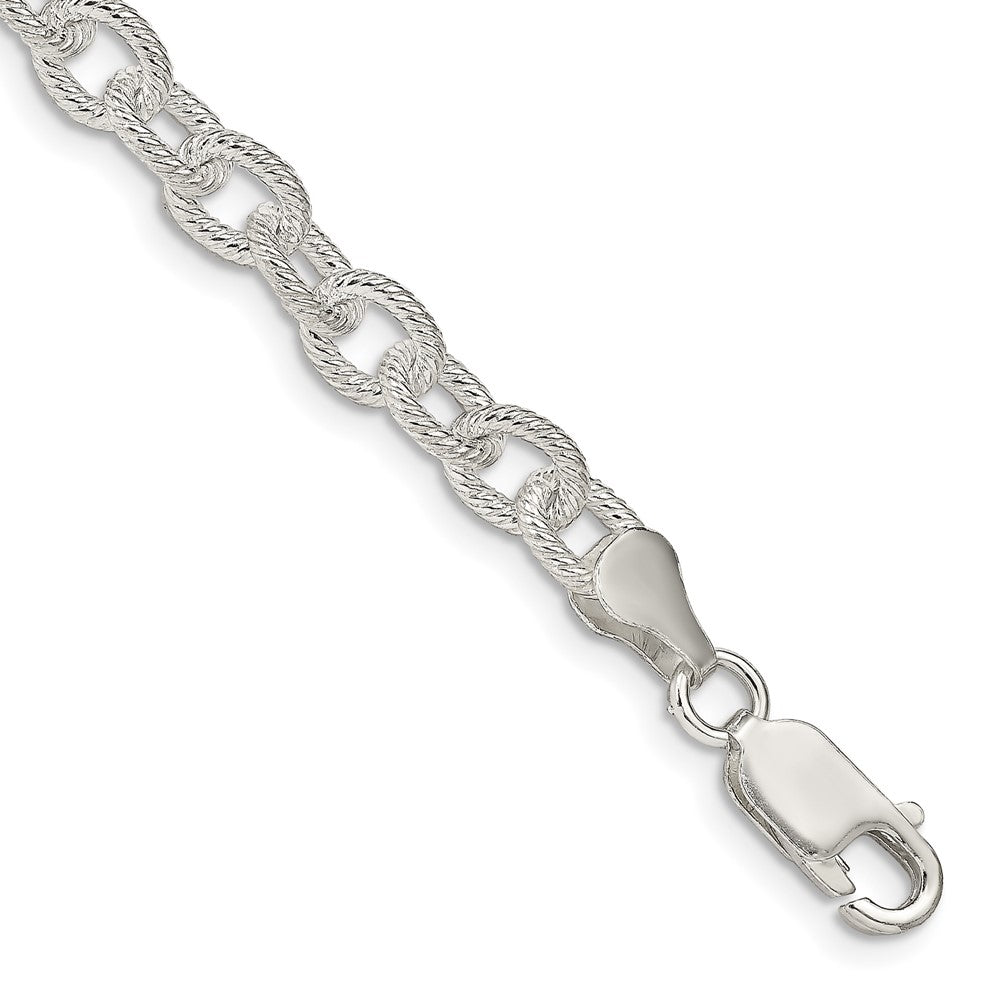 Sterling Silver 6.25mm Fancy Patterned Rolo Chain - 6