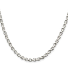 Sterling Silver Rhodium-plated 4mm Diamond-cut Rolo Chain - 7