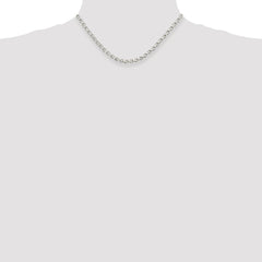 Sterling Silver Rhodium-plated 4mm Diamond-cut Rolo Chain - 5