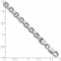 Sterling Silver Rhodium-plated 4mm Diamond-cut Rolo Chain - 9