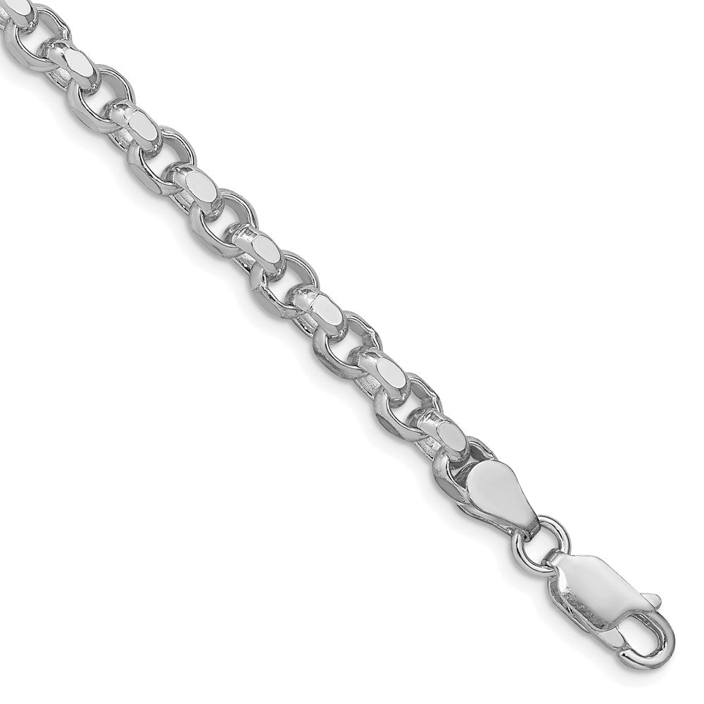 Sterling Silver Rhodium-plated 4mm Diamond-cut Rolo Chain - 8