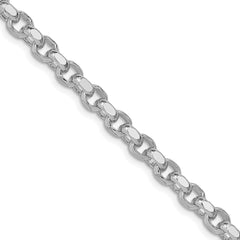 Sterling Silver Rhodium-plated 4mm Diamond-cut Rolo Chain - 7