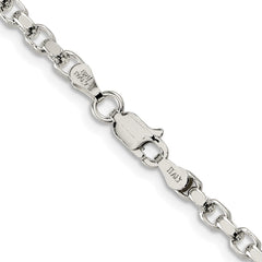 Sterling Silver Rhodium-plated 3.5mm Diamond-cut Rolo Chain - 7