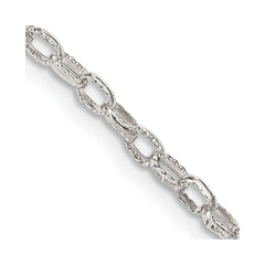 Sterling Silver 3mm Fancy Patterned Rolo Chain - 2