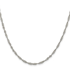 Sterling Silver Rhodium-plated 2.25mm Singapore Chain - 5