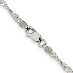 Sterling Silver Rhodium-plated 2.25mm Singapore Chain - 5