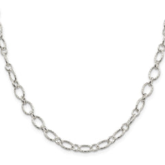 Sterling Silver 6.1mm Fancy Patterned Rolo Chain - 7