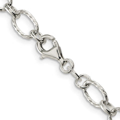 Sterling Silver 6.1mm Fancy Patterned Rolo Chain - 4