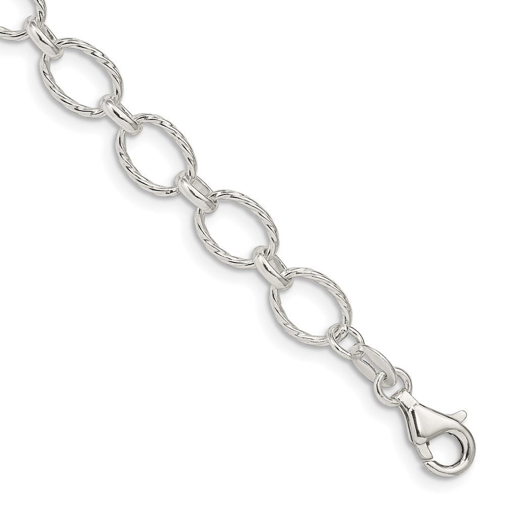 Sterling Silver 6.1mm Fancy Patterned Rolo Chain - 6