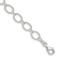Sterling Silver 6.1mm Fancy Patterned Rolo Chain - 6
