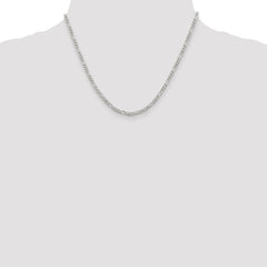 Sterling Silver 3mm Pavâ Flat Figaro Chain - 2