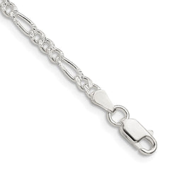 Sterling Silver 3mm Pavâ Flat Figaro Chain - 4