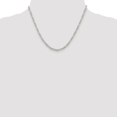 Sterling Silver Rhodium-plated 3mm Pavâ Flat Figaro Chain - 6