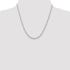 Sterling Silver Rhodium-plated 3mm Pavâ Flat Figaro Chain
