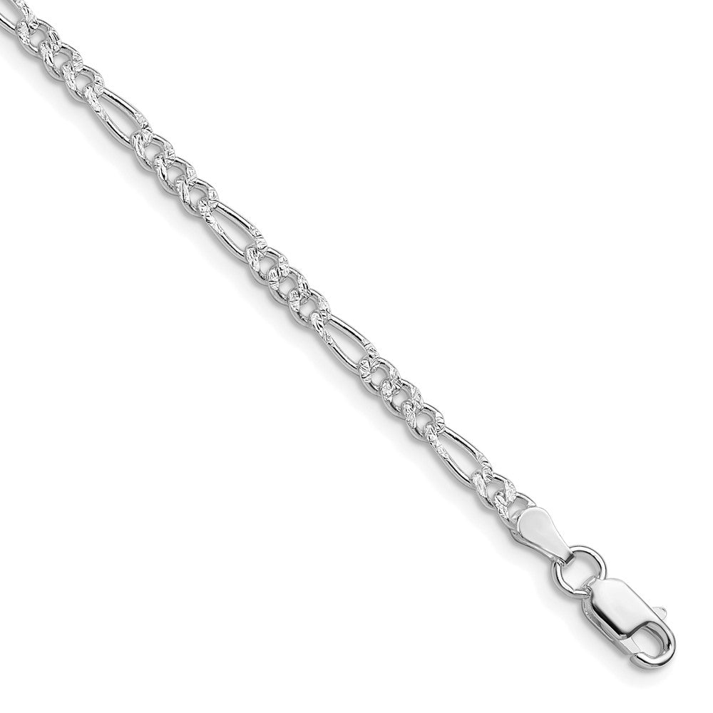 Sterling Silver Rhodium-plated 3mm Pavâ Flat Figaro Chain - 2