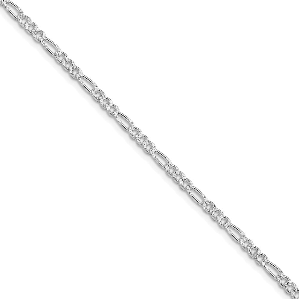Sterling Silver Rhodium-plated 3mm Pavâ Flat Figaro Chain - 6