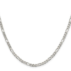 Sterling Silver 4mm Pavâ Flat Figaro Chain - 9