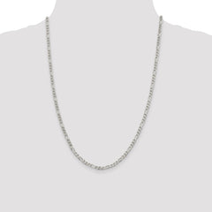 Sterling Silver 4mm Pavâ Flat Figaro Chain - 9