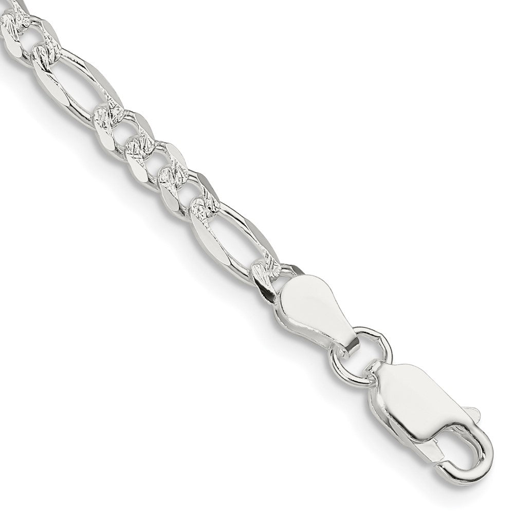 Sterling Silver 4mm Pavâ Flat Figaro Chain - 6