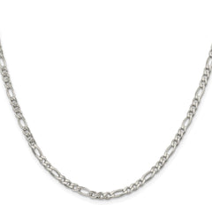 Sterling Silver Rhodium-plated 4mm Pavâ Flat Figaro Chain - 6