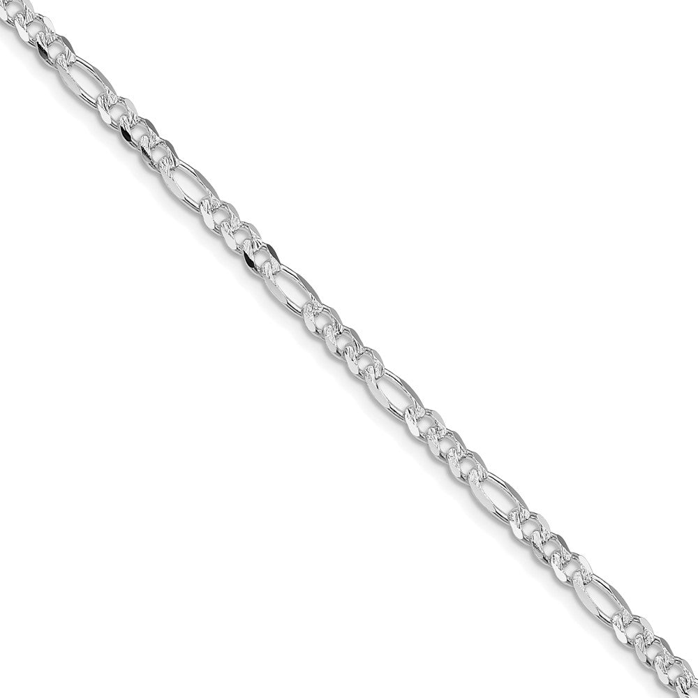 Sterling Silver Rhodium-plated 4mm Pavâ Flat Figaro Chain - 6