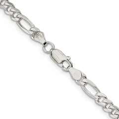 Sterling Silver 4.3mm Pavâ Flat Figaro Chain - 9